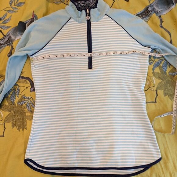 CLOVER long sleeve 3/4zip xs cycling/running shirt blue stripe - Picture 3 of 4